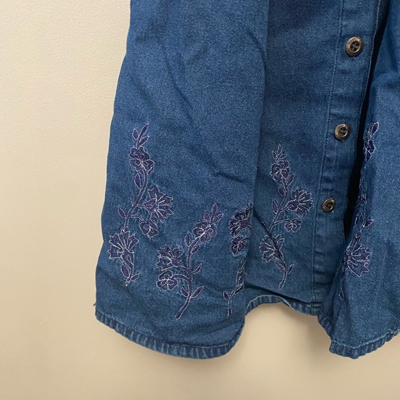 Vintage Jean Sleeveless Jean Dress w/Embroidery Sz L/XL 100%Cotton Made in India - Picture 2 of 10